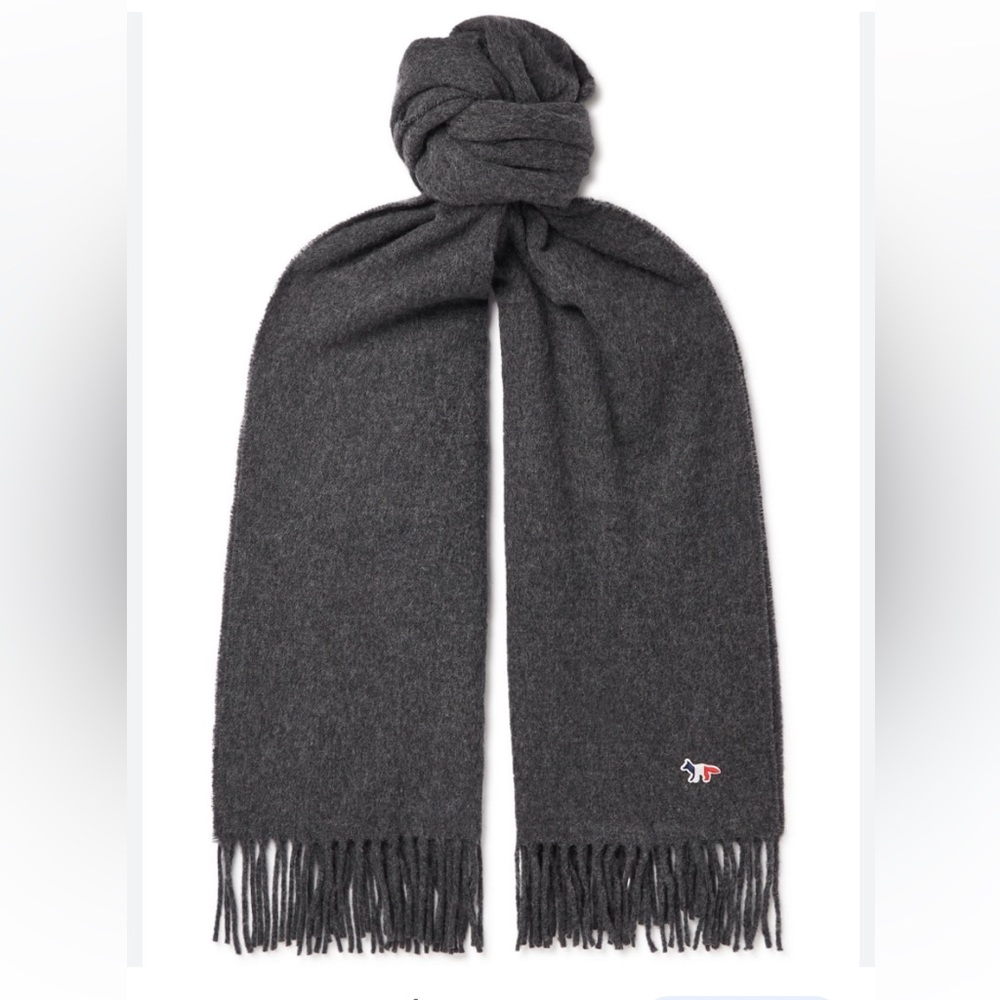 Maison Kitsuné fringed virgin wool scarf
